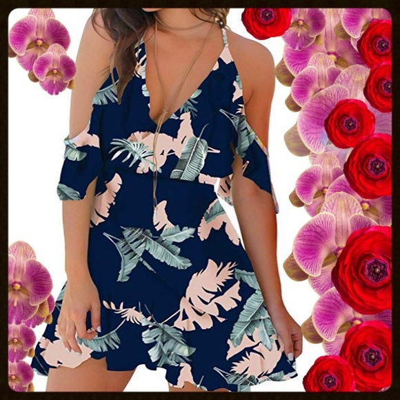💕BNWT FLORAL HALTER SEXY DRESS💕 - Picture 1 of 3